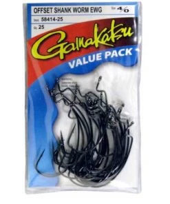 Fillet And Release Fishing Co. All Terminal Tackle Gamakatsu Offset EWG Worm Hooks Black - Value Pack