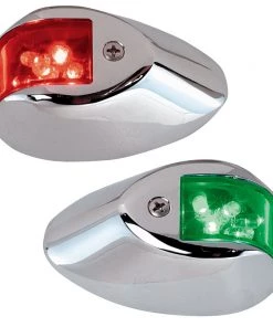 Perko LED Side Lights - Red/Green - 24V - Chrome Plated Housing [0602DP2CHR] Marine Lighting