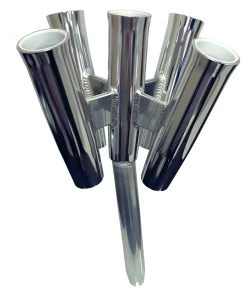 Fishing Rod Holders Tigress Five Rod Cluster - Bent Butt - Polished Aluminum [88157-2]