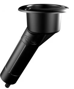 Mate Series Plastic 30 Rod Cup Holder - Drain - Round Top - Black [P1030DB]