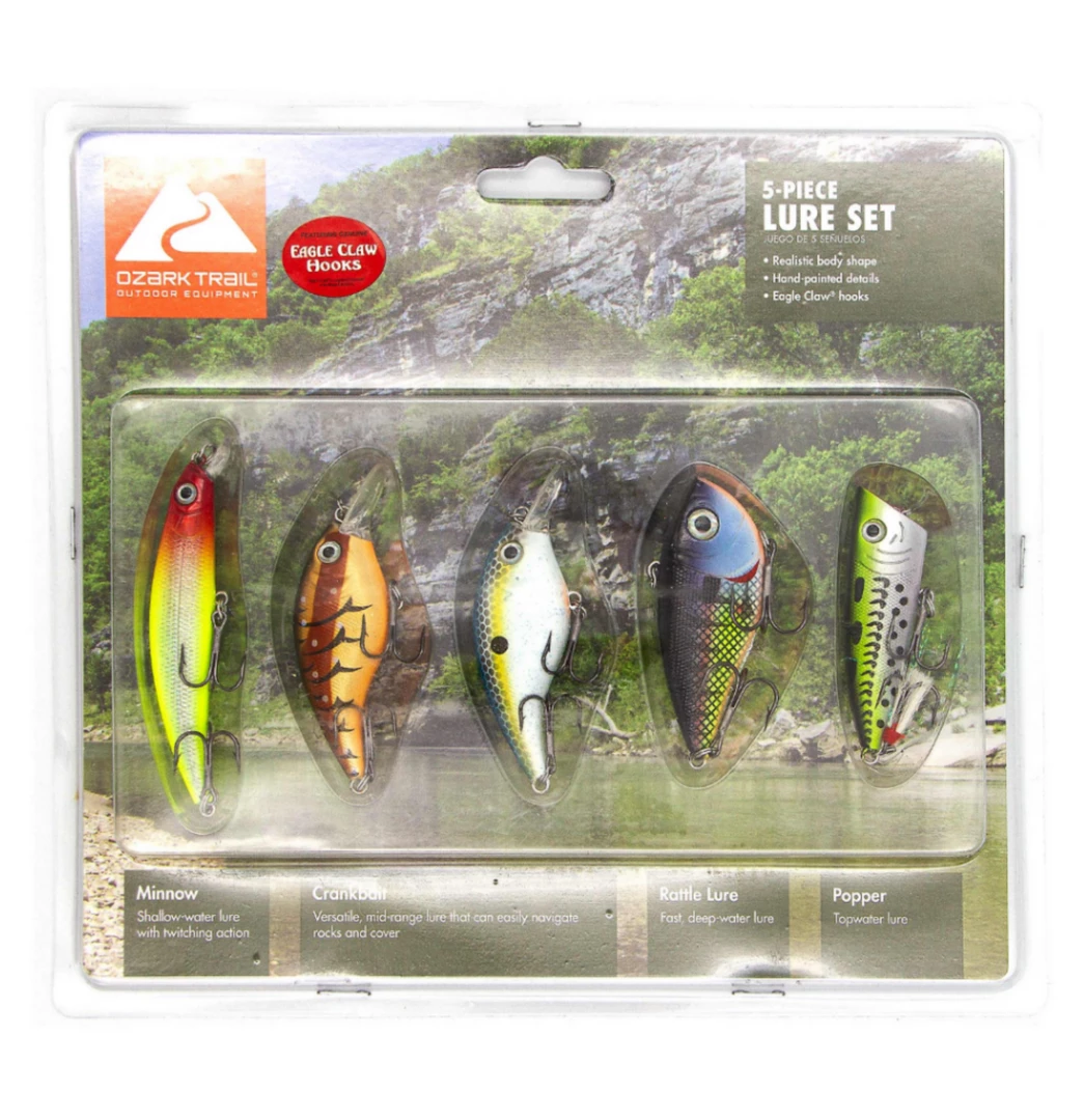 Fillet And Release Fishing Co. All Freshwater Lures Ozark Trail 5-Piece Assorted Fishing Lure Pack