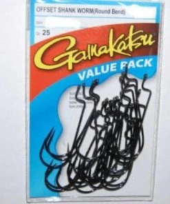 Fillet And Release Fishing Co. Gamakatsu Offset Shank Round Bend Worm Fish Hooks Value Pack