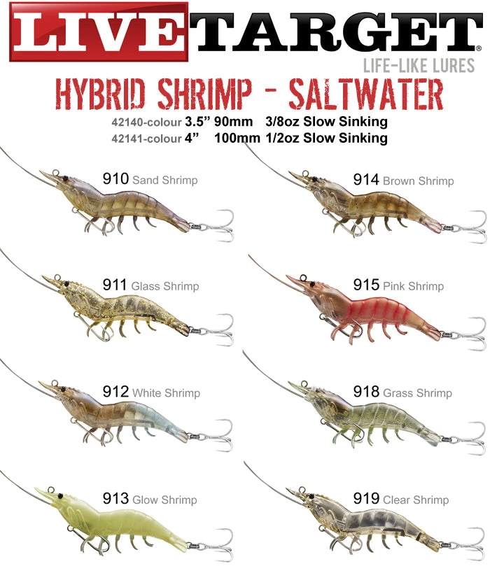 Fillet And Release Fishing Co. LIVE TARGET Hybrid Shrimp All Saltwater Lures